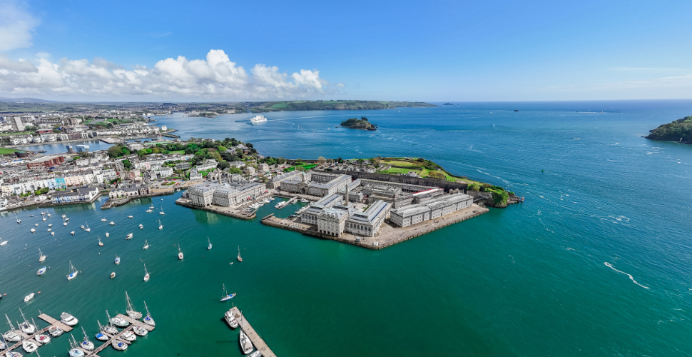A drone shot of Royal William Yard
